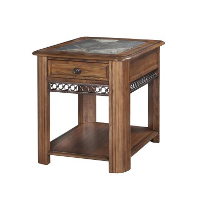 end table, magnussen, stone top